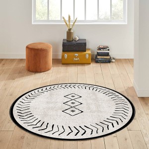 Dij. Baskı Deri Yuvarlak Halı - TepeHome