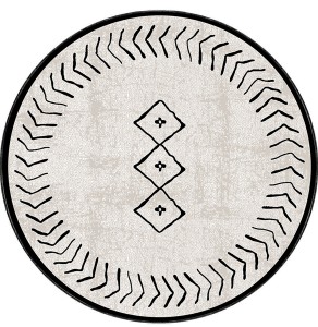 Dij. Baskı Deri Yuvarlak Halı - TepeHome (1)