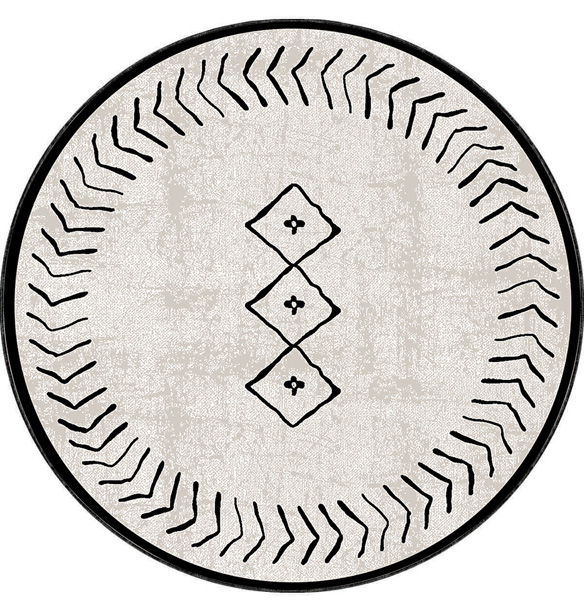 Dij. Baskı Deri Yuvarlak Halı - 2