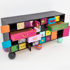 El Boyaması Dört Katlı Masif Konsol - 3