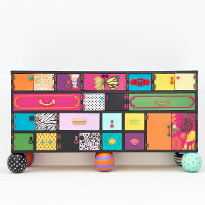 El Boyaması Dört Katlı Masif Konsol - TepeHome