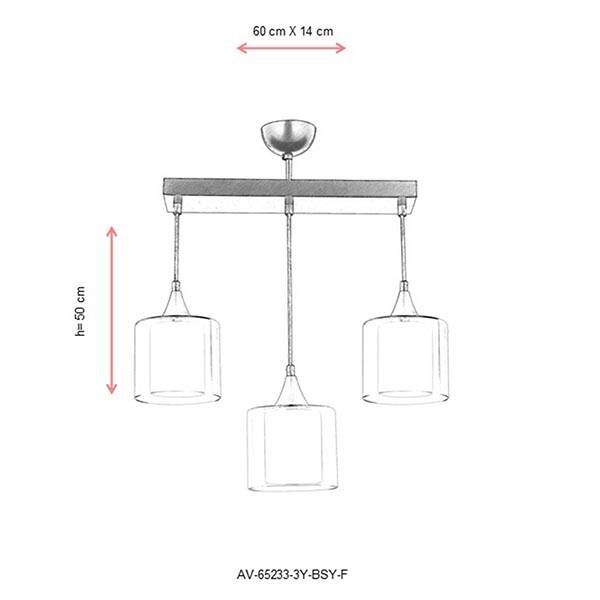 Av-65231-3E Eskitme Modern Avize 55X17 - 2