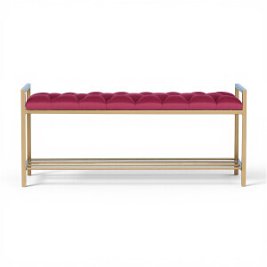 Fuşya Kapitone Geniş Puf - TepeHome