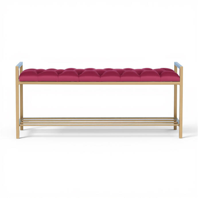 Fuşya Kapitone Geniş Puf - 1