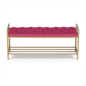 Fuşya Kapitone Geniş Puf - TepeHome (1)