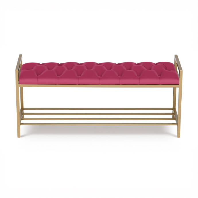 Fuşya Kapitone Geniş Puf - 2