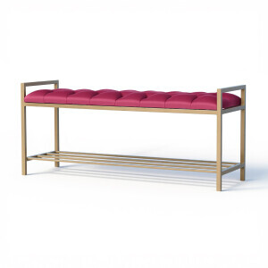 Fuşya Kapitone Geniş Puf - 3