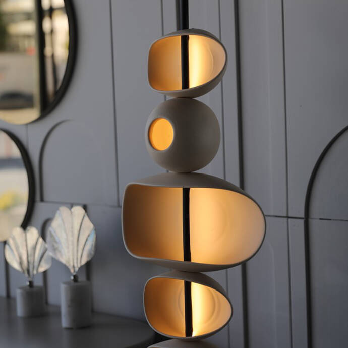 Gaia Beyaz Seramik Lambader - 4