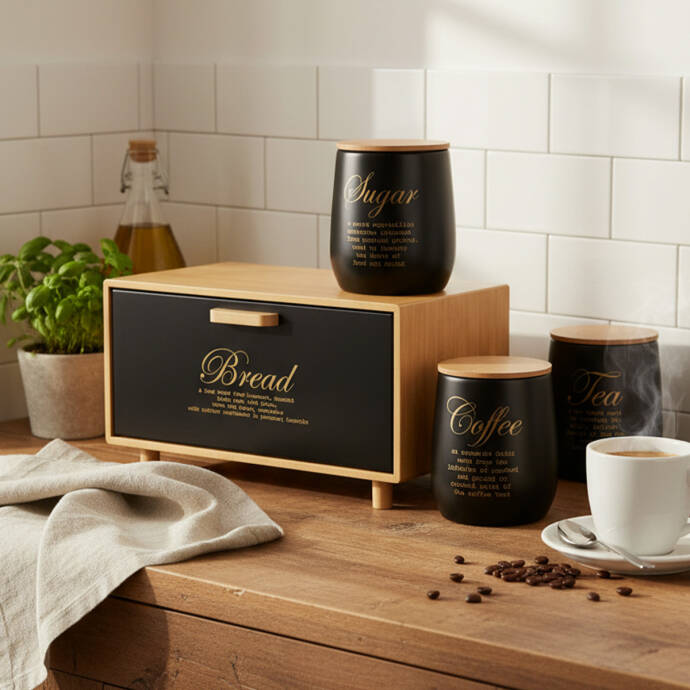 Galvaniz Bambu Kapak Coffee Saklama Kutu - 2