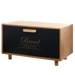 Galvaniz Bambu Kapak Siyah Ekmek Kutusu - TepeHome