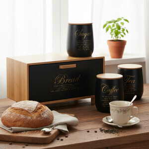 Galvaniz Bambu Kapak Siyah Ekmek Kutusu - TepeHome (1)