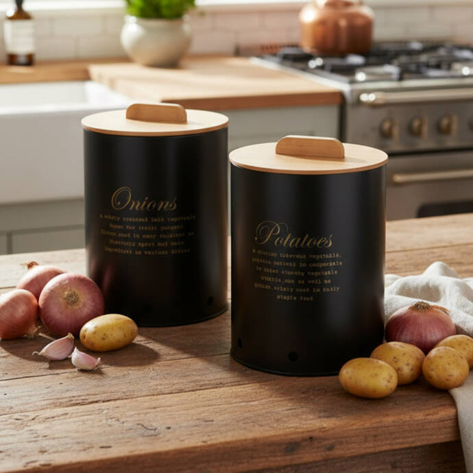 Galvaniz Bambu Kapaklı Onıon Kutusu - 2