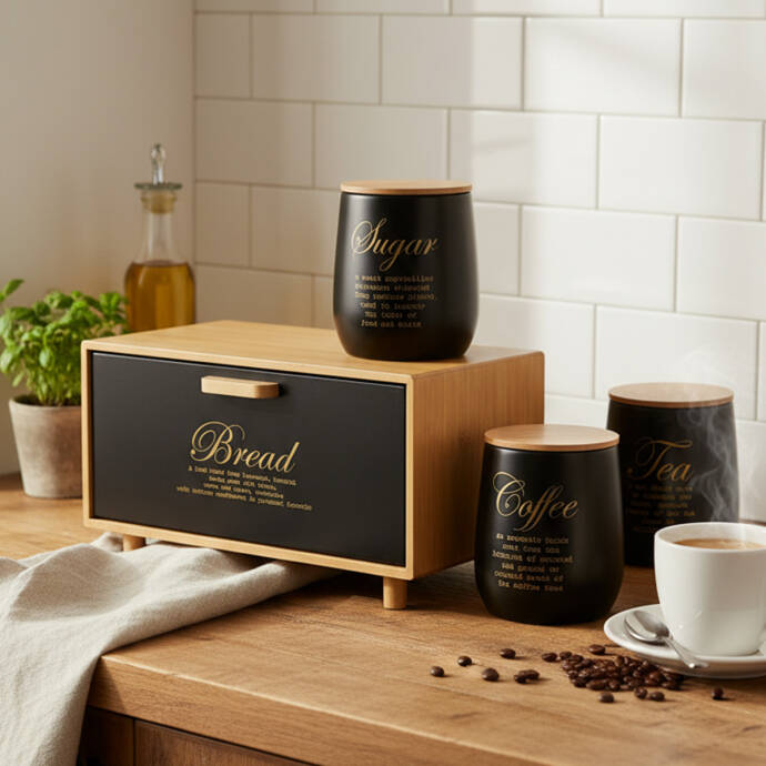 Galvaniz Bambu Kapaklı Tea Saklama Kutu - 2