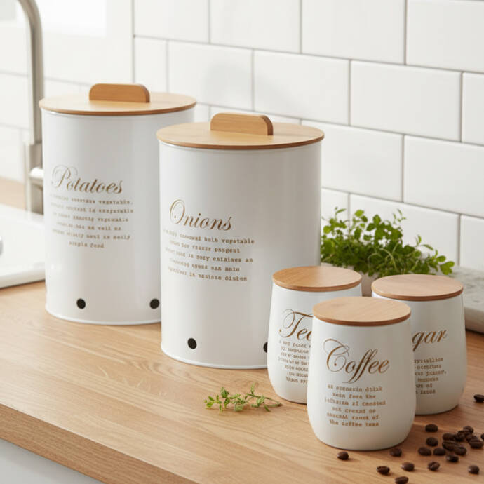 Galvaniz Metal Beyaz Coffee Saklama Kutu - 2