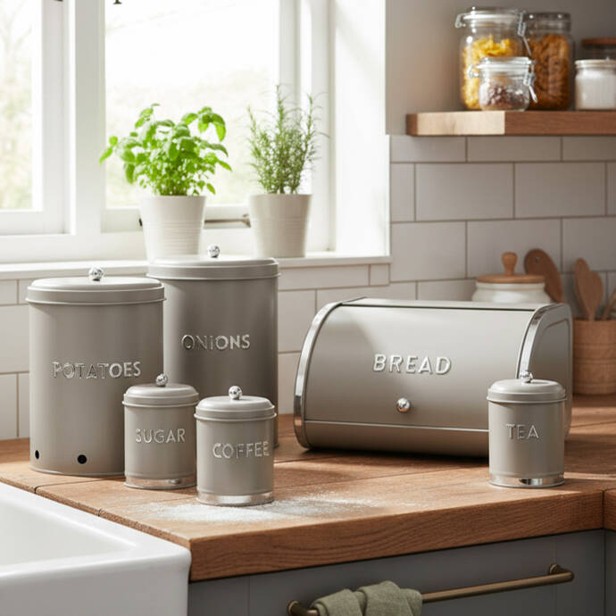 Galvaniz Metal Gri Ekmek Kutusu - 2