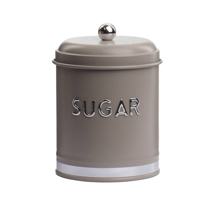 Galvaniz Metal Gri Sugar Saklama Kutusu - 1