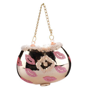 Gold Pembe Öpücüklü Cam Ağaç Süsü - TepeHome