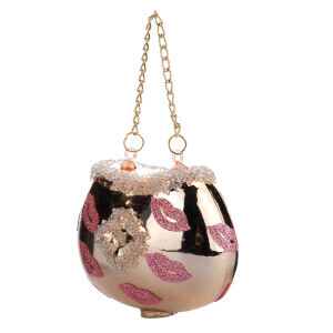 Gold Pembe Öpücüklü Cam Ağaç Süsü - TepeHome (1)