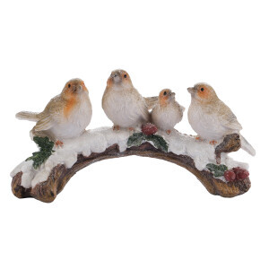 Karlı Dalda Oturan Kuşlar Dekoratif Obje - TepeHome