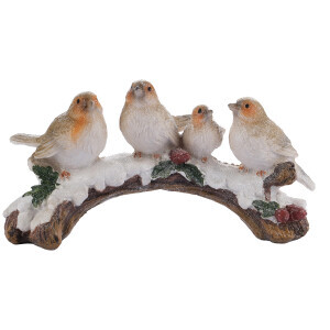 Karlı Dalda Oturan Kuşlar Dekoratif Obje - 3