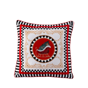 Kızak Figürlü Checkered Yastık 45x45 - TepeHome