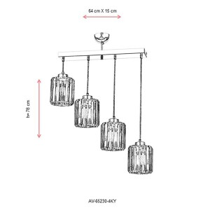 Av-65230-4Ky Krom Modern Avize 64X15 - TepeHome