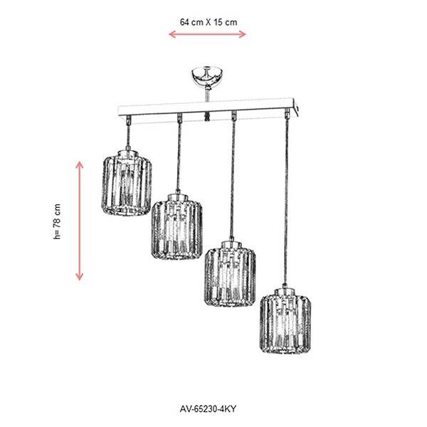 Av-65230-4Ky Krom Modern Avize 64X15 - 1