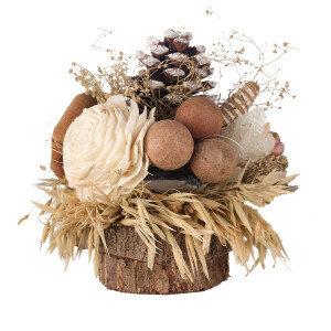 Kuru Çiçek Ahşap Dilim Dekoru - TepeHome