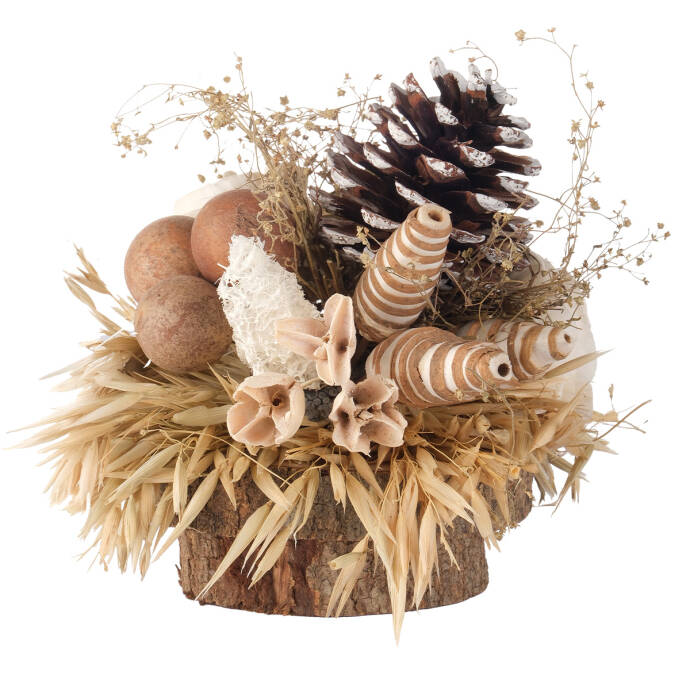 Kuru Çiçek Ahşap Dilim Dekoru - 3