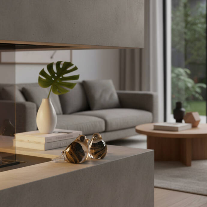 Kuş Figürlü Siyah Cam Dekoratif Obje - 2