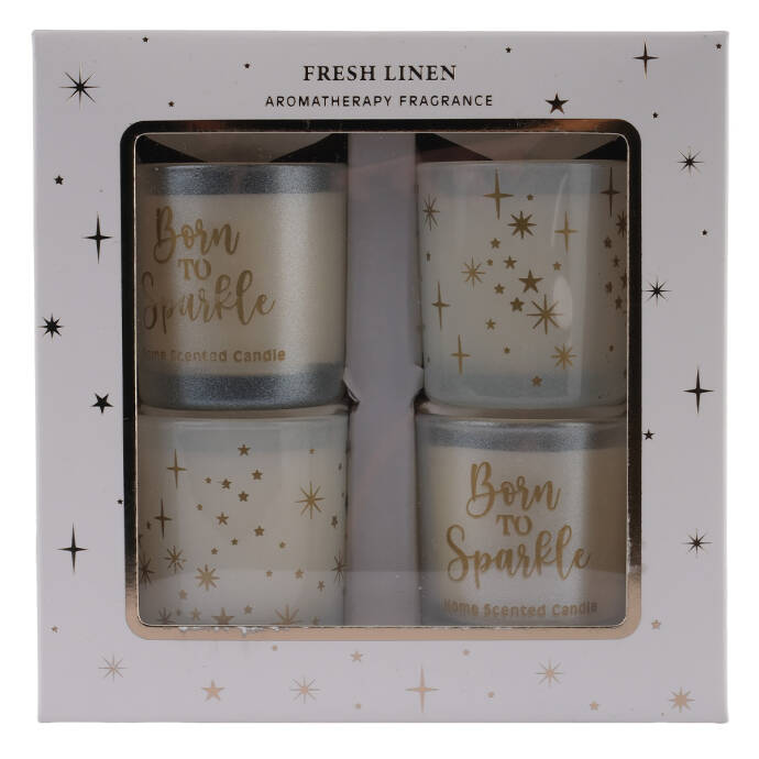 Kutulu Beyaz Cam Dekor Mum - 3