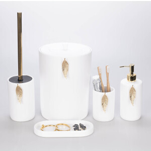 Leaf Banyo Seti Beyaz Altın - TepeHome (1)