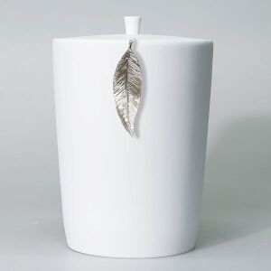 Leaf Çöp Kovası Beyaz Gümüş - TepeHome