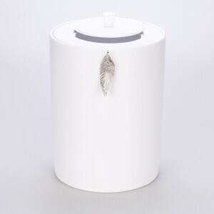 Leaf Çöp Kovası Beyaz Gümüş - TepeHome (1)