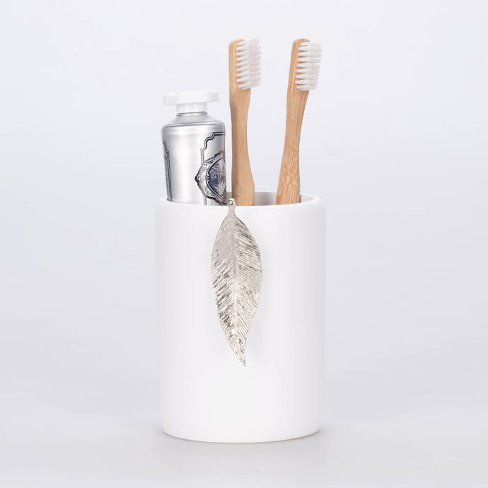 Leaf Diş Fırçalık Beyaz Gümüş - 2