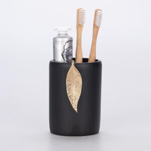 Leaf Diş Fırçalık Siyah Altın - TepeHome (1)