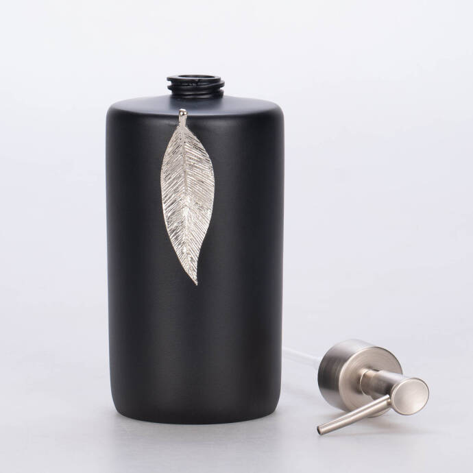 Leaf Sıvı Sabunluk Siyah Gümüş - 2