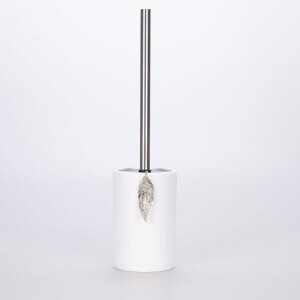 Leaf Tuvalet Fırçası Beyaz Gümüş - TepeHome
