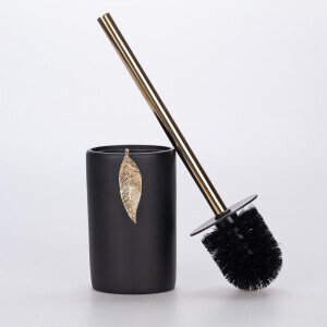 Leaf Tuvalet Fırçası Siyah Altın - TepeHome (1)