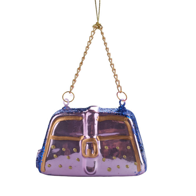 Lila Çanta Figürlü Cam Ağaç Süsü - 3