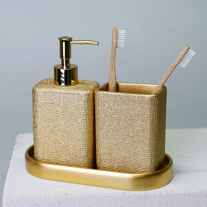 Linen Banyo Seti Altın - TepeHome (1)