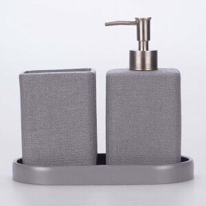 Linen Banyo Seti Gri - 5