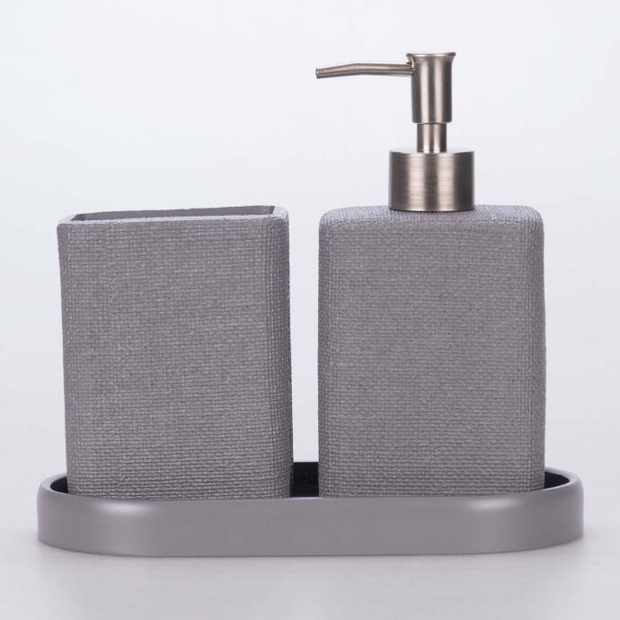 Linen Banyo Seti Gri - 5