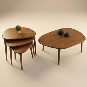 Masif Ahşap Sehpa Set - TepeHome (1)