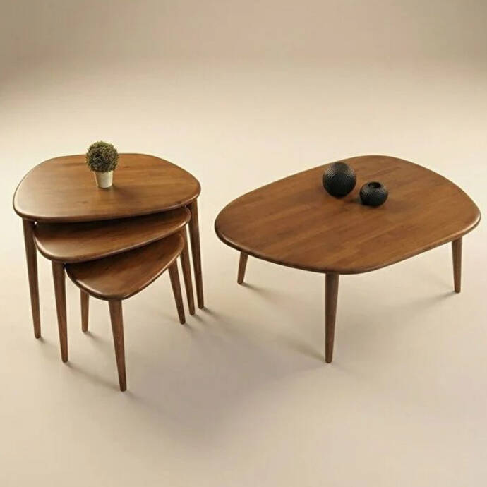 Masif Ahşap Sehpa Set - 2