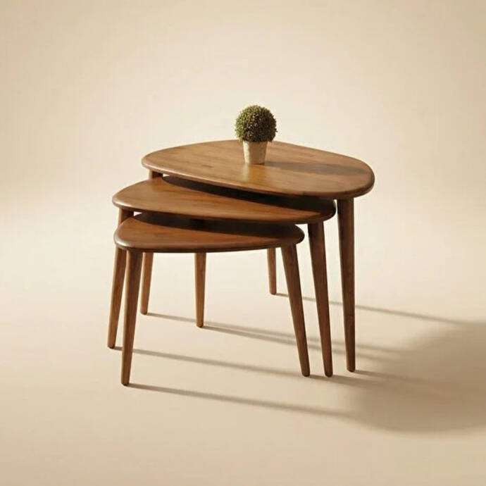 Masif Ahşap Sehpa Set - 4