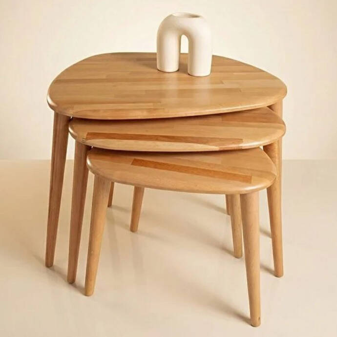 Masif Ahşap Sehpa Set - 3