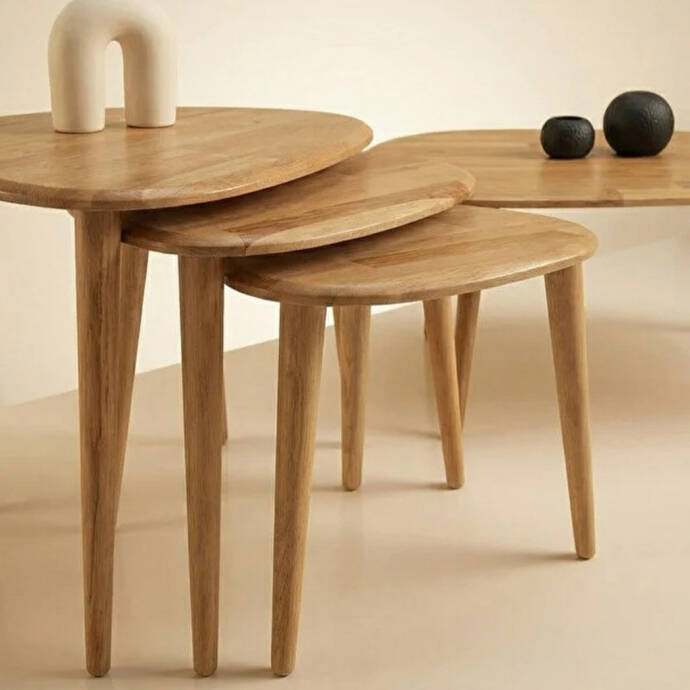 Masif Ahşap Sehpa Set - 4