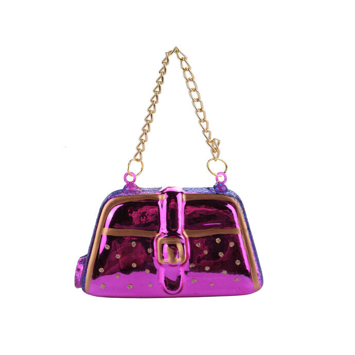 Mavi Fuşya Simli Çanta Ağaç Süsü - 3