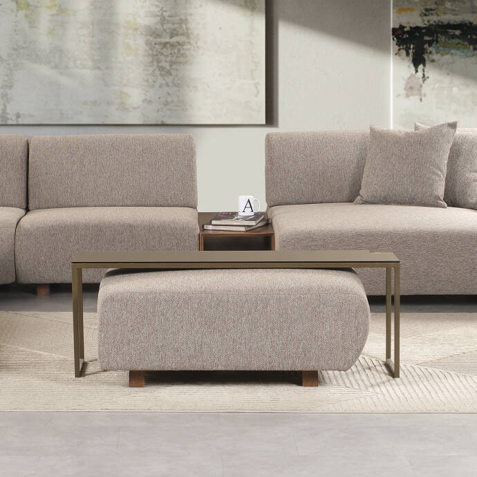 Melman Puf Üzeri Sehpa Bronz - 2